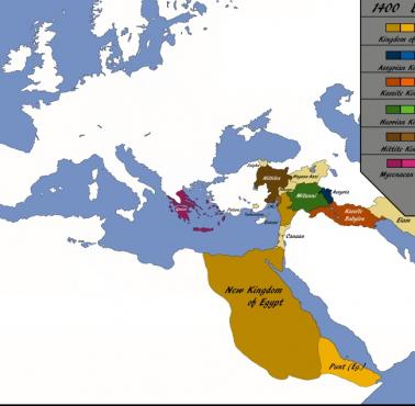 Mapa Europy i Bliskiego Wschodu - 1400 r. p.n.e.