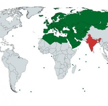 Całkowita populacja Indii w porównaniu do Europy, Afryki i Azji