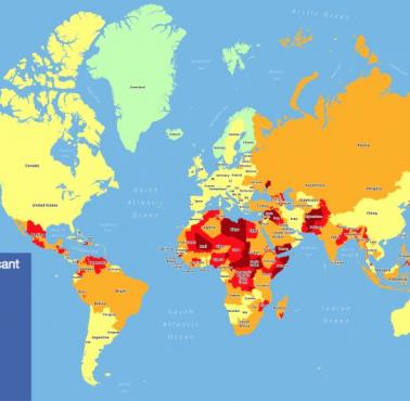 Międzynarodowa mapa ryzyka podróży do poszczególnych krajów świata