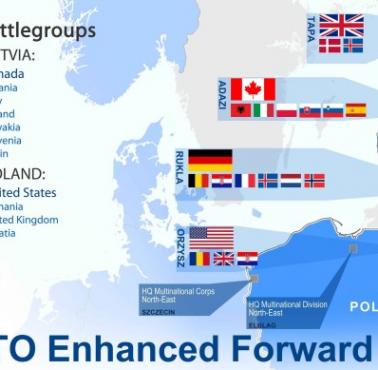 Kraje zaangażowane we wzmocnioną obecność NATO na wschodzie Europy, marzec 2018