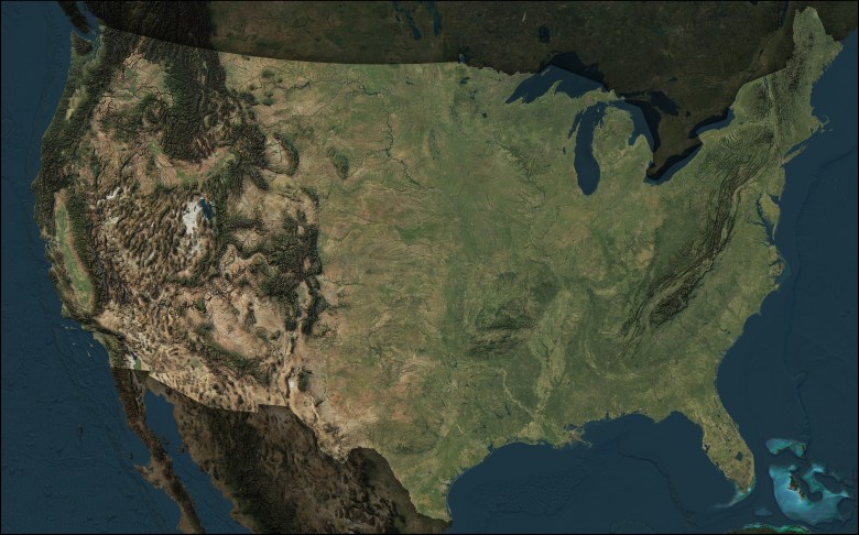 Reliefowa mapa USA
