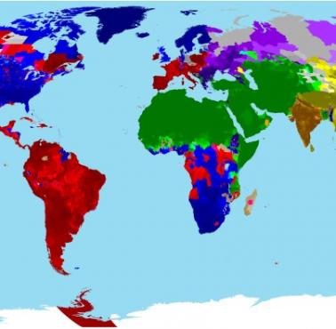 Szczegółowa mapa wyznawców poszczególnych religii na świecie