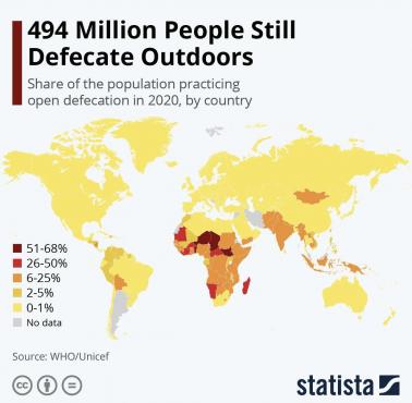 Defekacja w miejscach publicznych w poszczególnych państwach świata, 2020