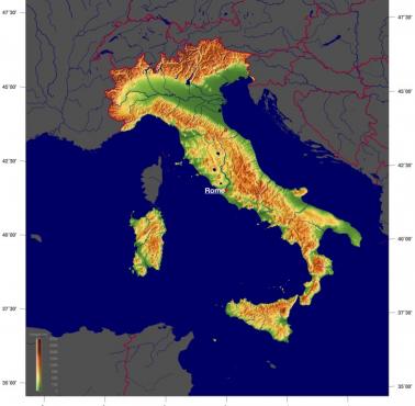 Topograficzna mapa Włoch