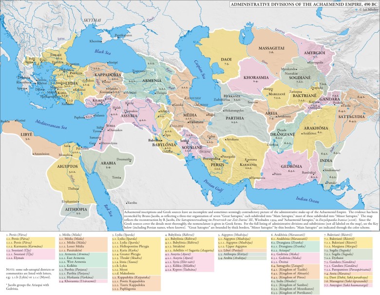 Podziały administracyjne Imperium Achemenidów (Persja), 490 rok p.n.e.