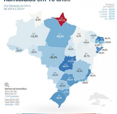 Brazylia ma taką samą liczbę zabójstw rocznie, jak wszystkie kraje zaznaczone na niebiesko