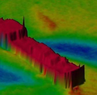 Obraz sonaru "tajemniczego wraku" znalezionego na głębokości 60 metrów u wybrzeży Australii Zachodniej