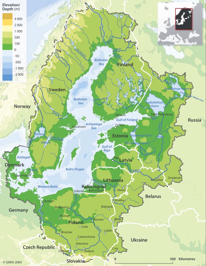 Mapa zlewni Morza Bałtyckiego