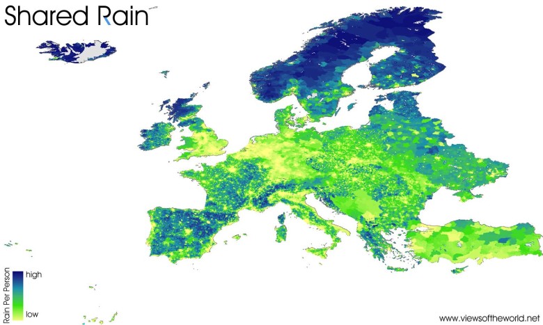 Deszcz na osobę w Europie