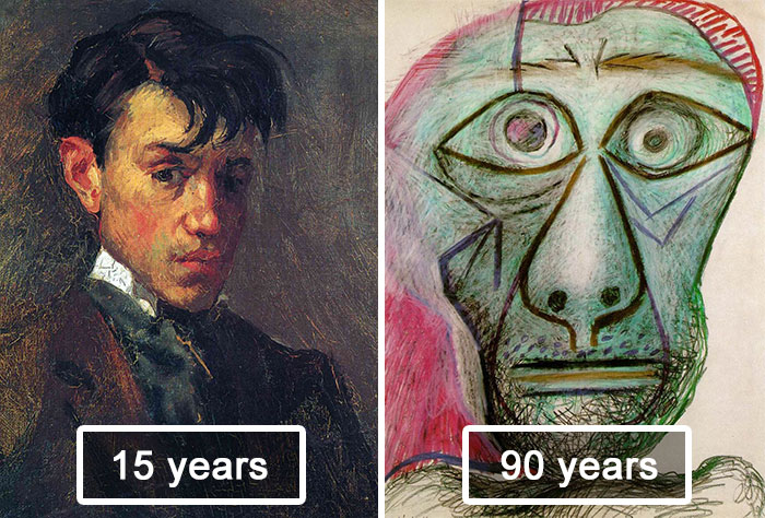 Picasso narysował swój portret w wieku 15 lat i 90 lat