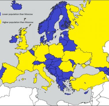 Kraje europejskie o mniejszej populacji niż Moskwa