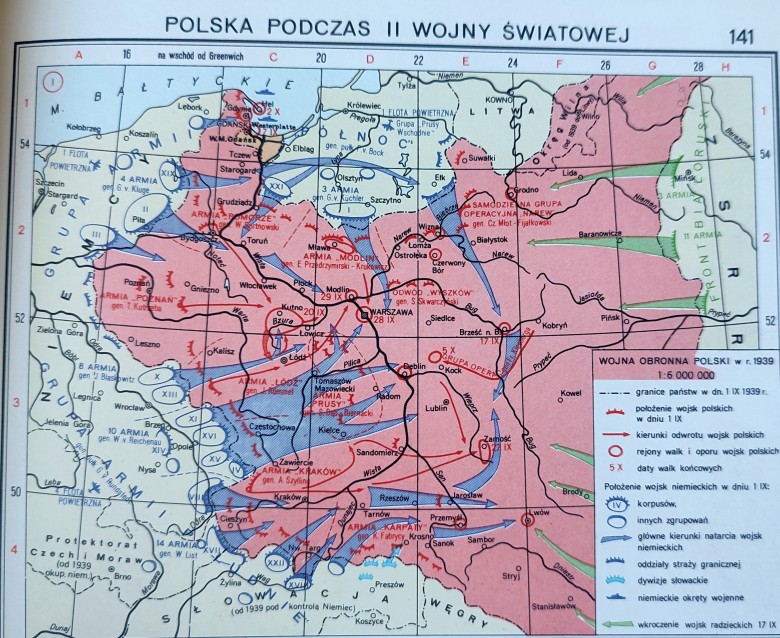 Mapa kampanii wrześniowej 1939 z 1976 roku