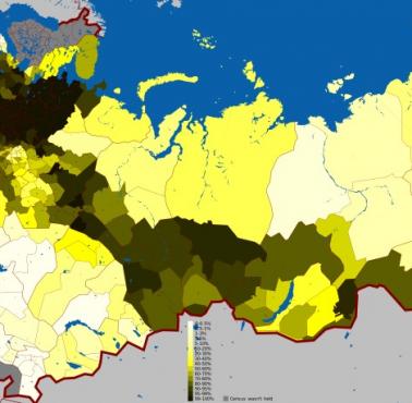 Języki wschodniosłowiańskie (rosyjski, białoruski, ukraiński, rusiński) w rosyjskim imperium 1897