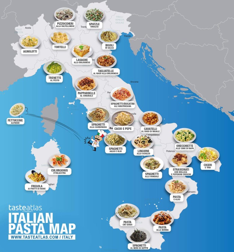 Mapa włoskiego makaronu