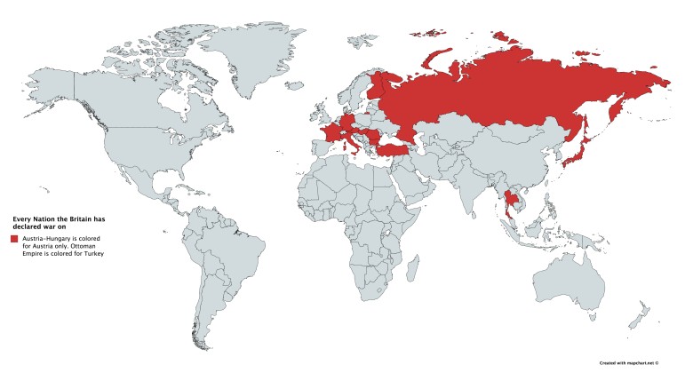 Kraje które wywołały wojnę Wielkiej Brytanii