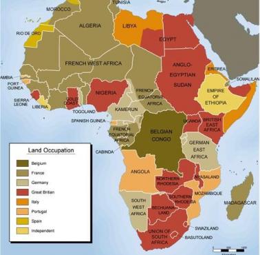 Mapa afrykańskich kolonii w 1914 roku