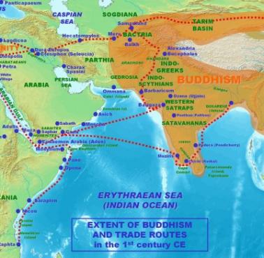 Rozprzestrzenianie się buddyzmu wzdłuż szlaków handlowych, I wiek n.e.