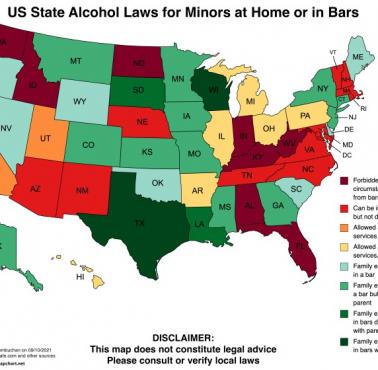 Prawo dotyczące sprzedaży alkoholu w poszczególnych stanach USA