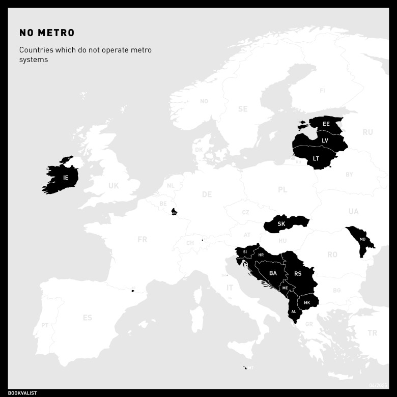 Państwa w Europie, które nie mają metra, stan 2024