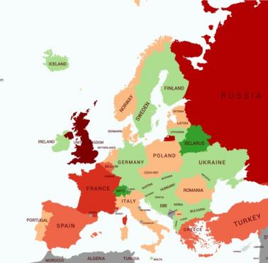 Liczba wojen, w których był zaangażowany kraj z Europy od czasów II wojny