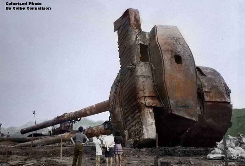 Działo kalibru 410 mm z zatopionego japońskiego pancernika Mutsu (typu Nagato)