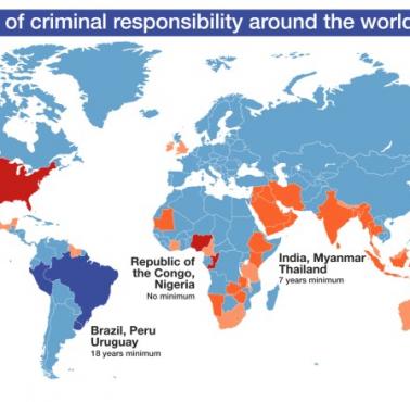 Minimalny wiek odpowiedzialności karnej na całym świecie