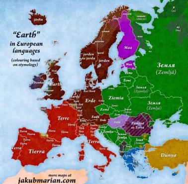 Słowo "Ziemia" w różnych europejskich językach