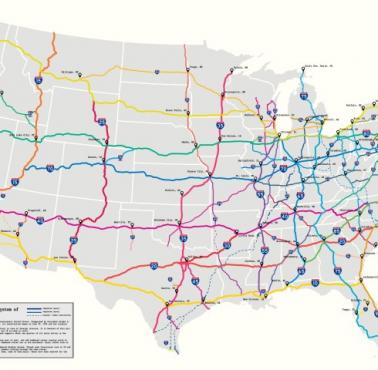 Mapa amerykańskich autostrad międzystanowych