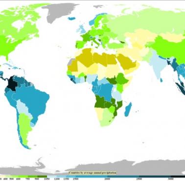 Średnie roczne opady w poszczególnych krajach świata
