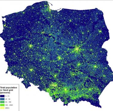 Rozkład ludności w Polsce