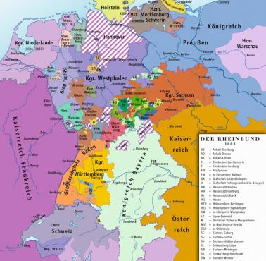 Mapa Europy Środkowej, II Rzeszy w 1808 r.