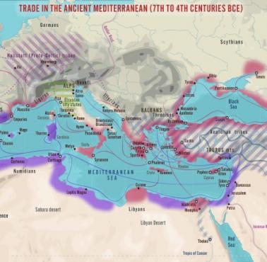 Handel w starożytnym basenie Morza Śródziemnego zdominowany przez Fenicjan i Greków (VII-IV w. p.n.e.)