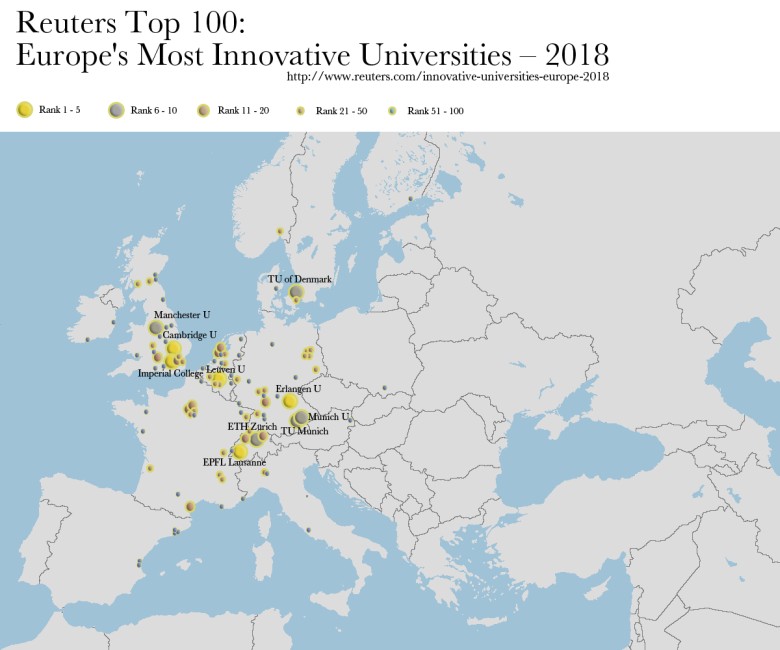 100 najbardziej innowacyjnych uniwersytetów w Europie