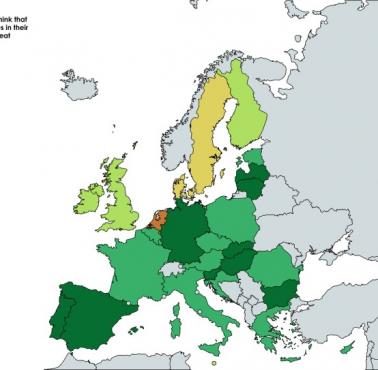 Odsetek osób w krajach UE, które uważają, że różnice w dochodach w ich kraju są zbyt duże