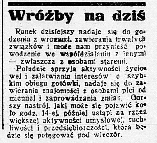 Precyzyjny horoskop na konkretny dzień z 1932 roku :)