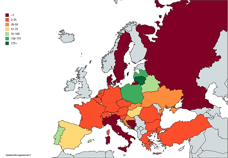 Bocianie gniazda na 1000 km²