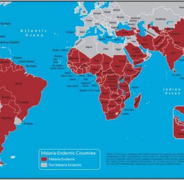 Występowanie malarii na świecie
