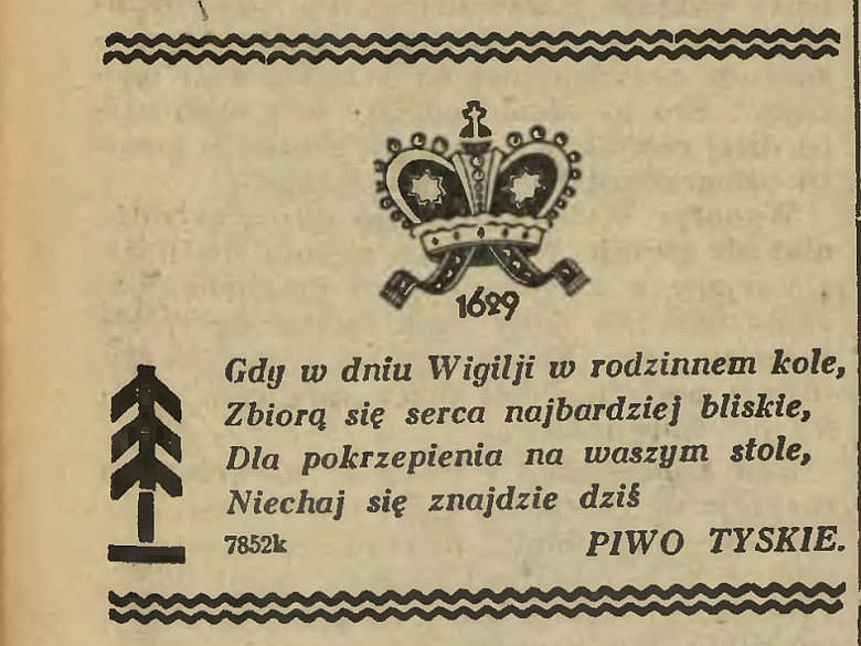 Reklama piwa Tyskie z 1936 roku