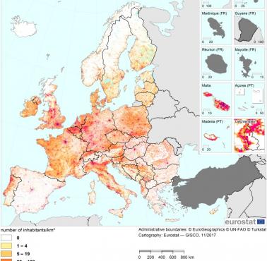 Mapa ludności Unii Europejskiej, 2011