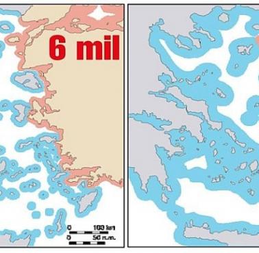 Spór o Morze Egejskie, tureckie roszczenia o 6 mil morskich i roszczenia greckie o długości 12 mil morskich