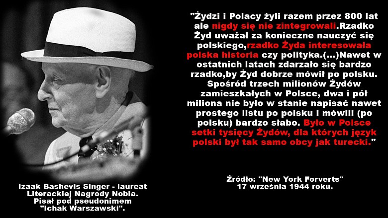 Isaac Bashevis Singer – polski i amerykański pisarz. Laureat Nagrody Nobla w dziedzinie literatury