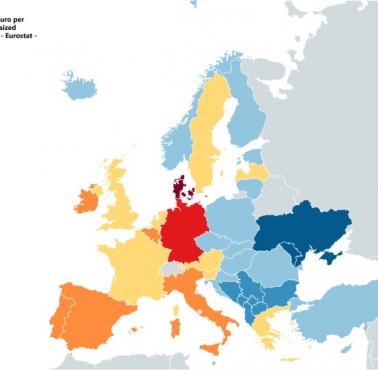 Średnia cena energii elektrycznej dla gospodarstw domowych w Europie (euro/kWh), 2017