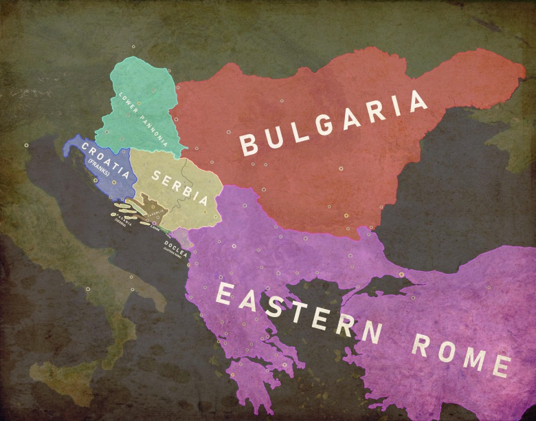Mapa Bałkanów 839 roku