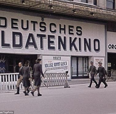 Jedna z atrakcji będących na urlopach w Paryżu niemieckich żołnierzy - kino, obok biuro organizacji TODT
