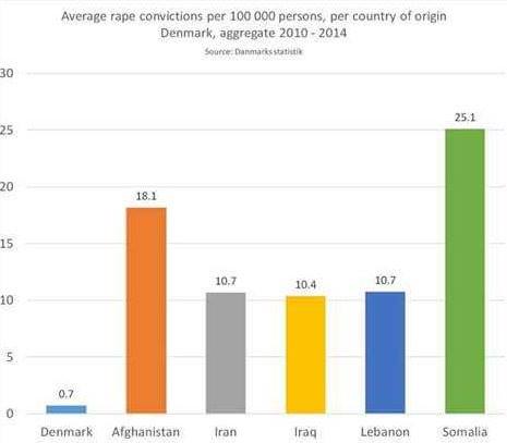 Narodowość gwałcicieli w Danii