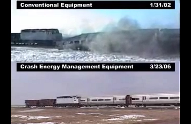 Kolejowy crash test z użyciem Crash Energy Management i konwencjalnego taboru kolejowego (wideo)