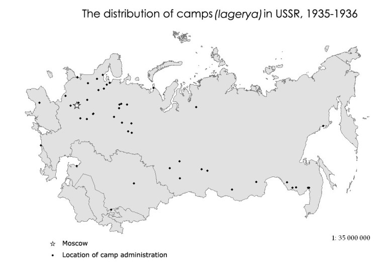 Rosyjska sieć obozów śmierci - Gułag (animacja) od 1929 - 1960 roku