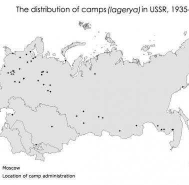 Rosyjska sieć obozów śmierci - Gułag (animacja) od 1929 - 1960 roku
