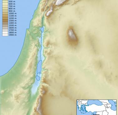 Topograficzna mapa Lewantu (Izrael, Jordania, Liban, Syria)