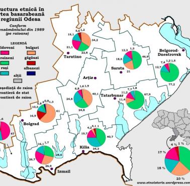 Podział etniczny części Besarabii (obwód odeski), 1989